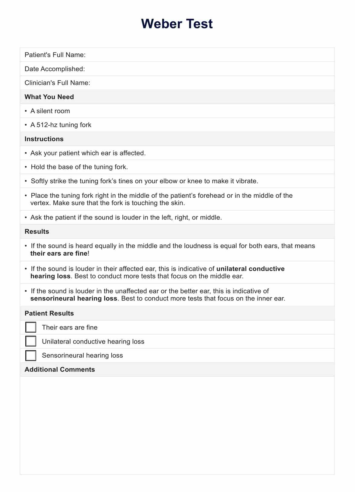 Weber Test PDF Example