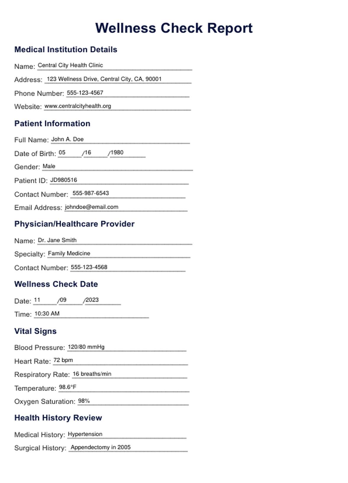 Wellness Check PDF Example