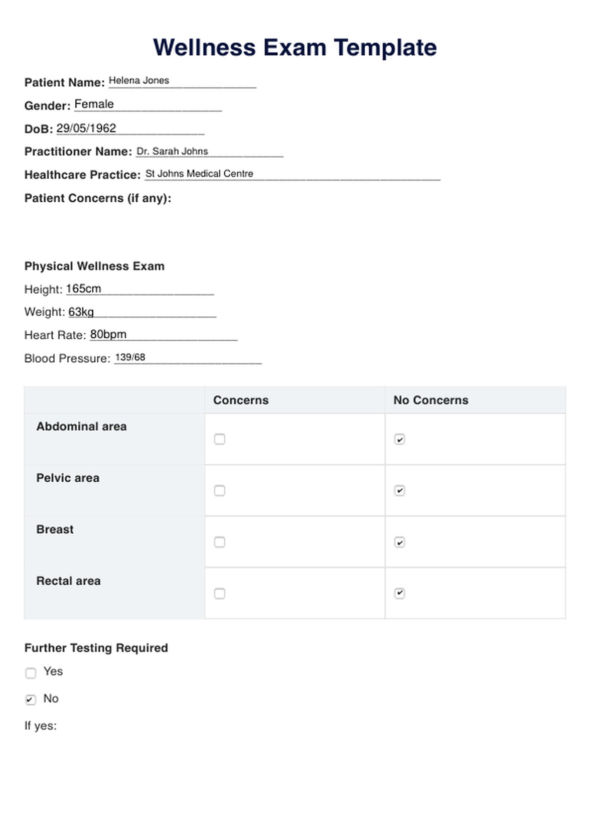 Wellness Exam Template & Example | Free PDF Download