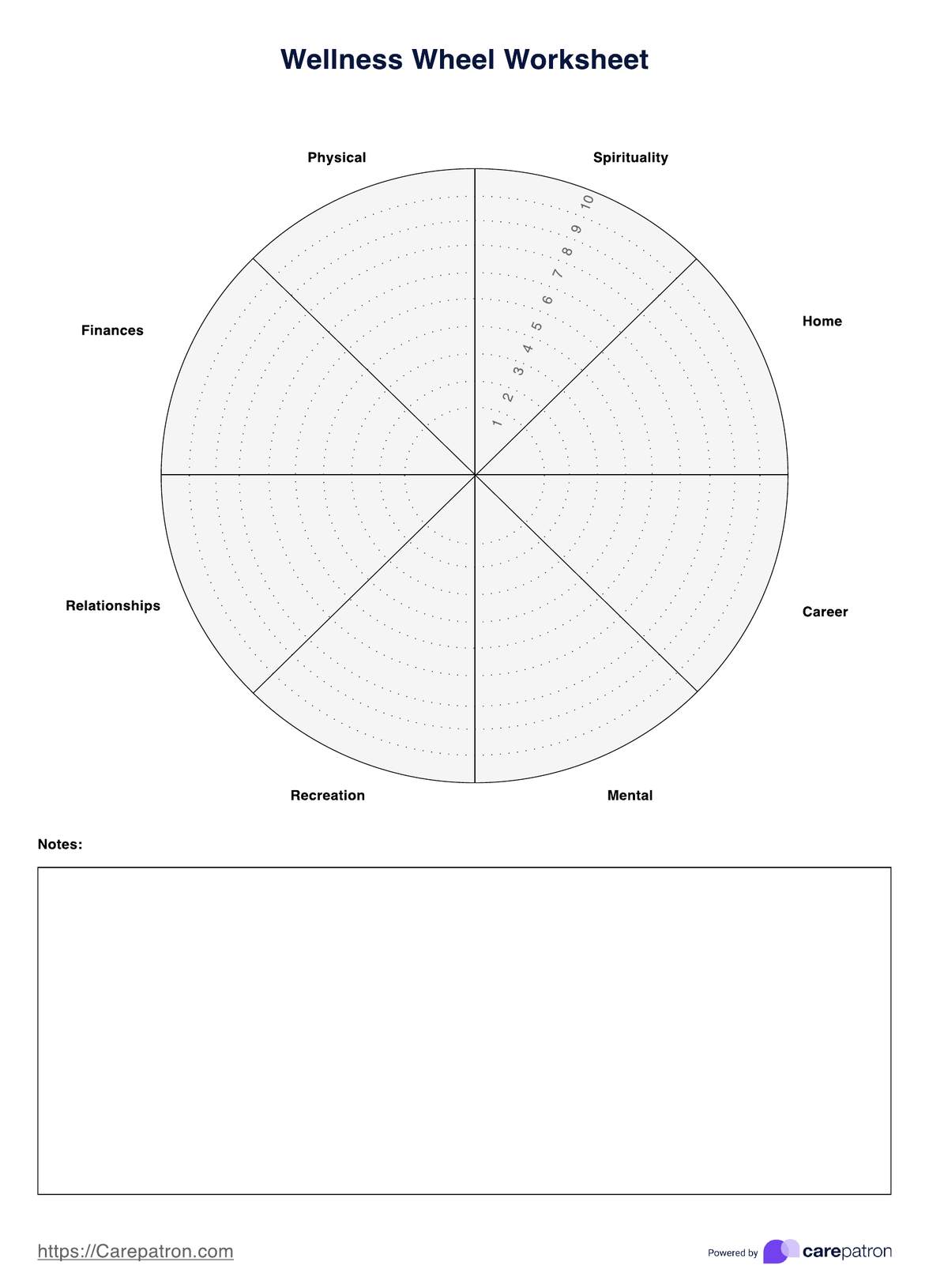 Wellness Wheel Worksheets PDF Example
