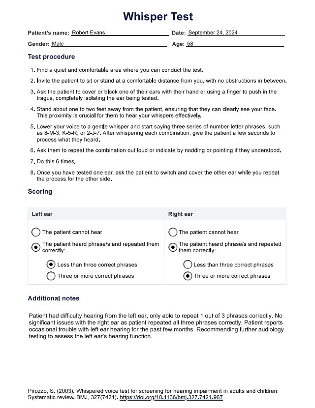 Prueba de susurro PDF Example