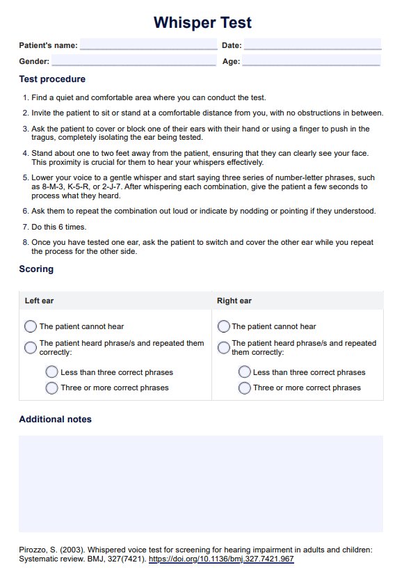 Prueba de susurro PDF Example