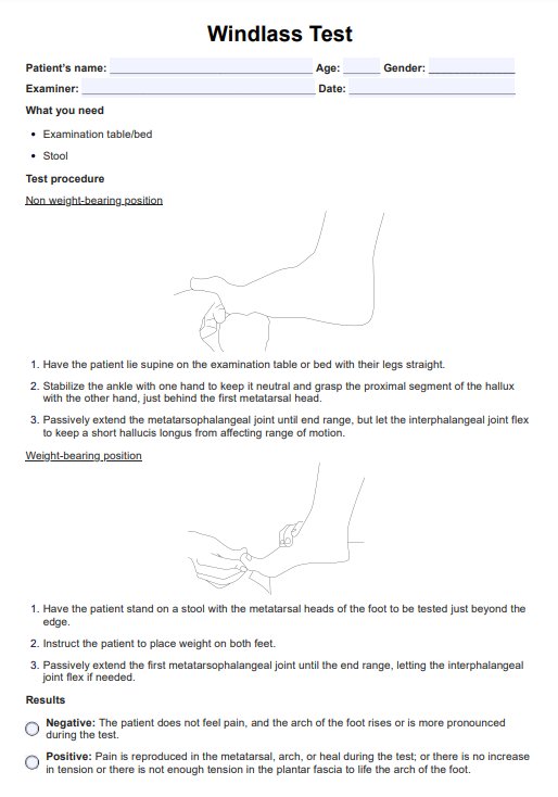 Windlass Test PDF Example