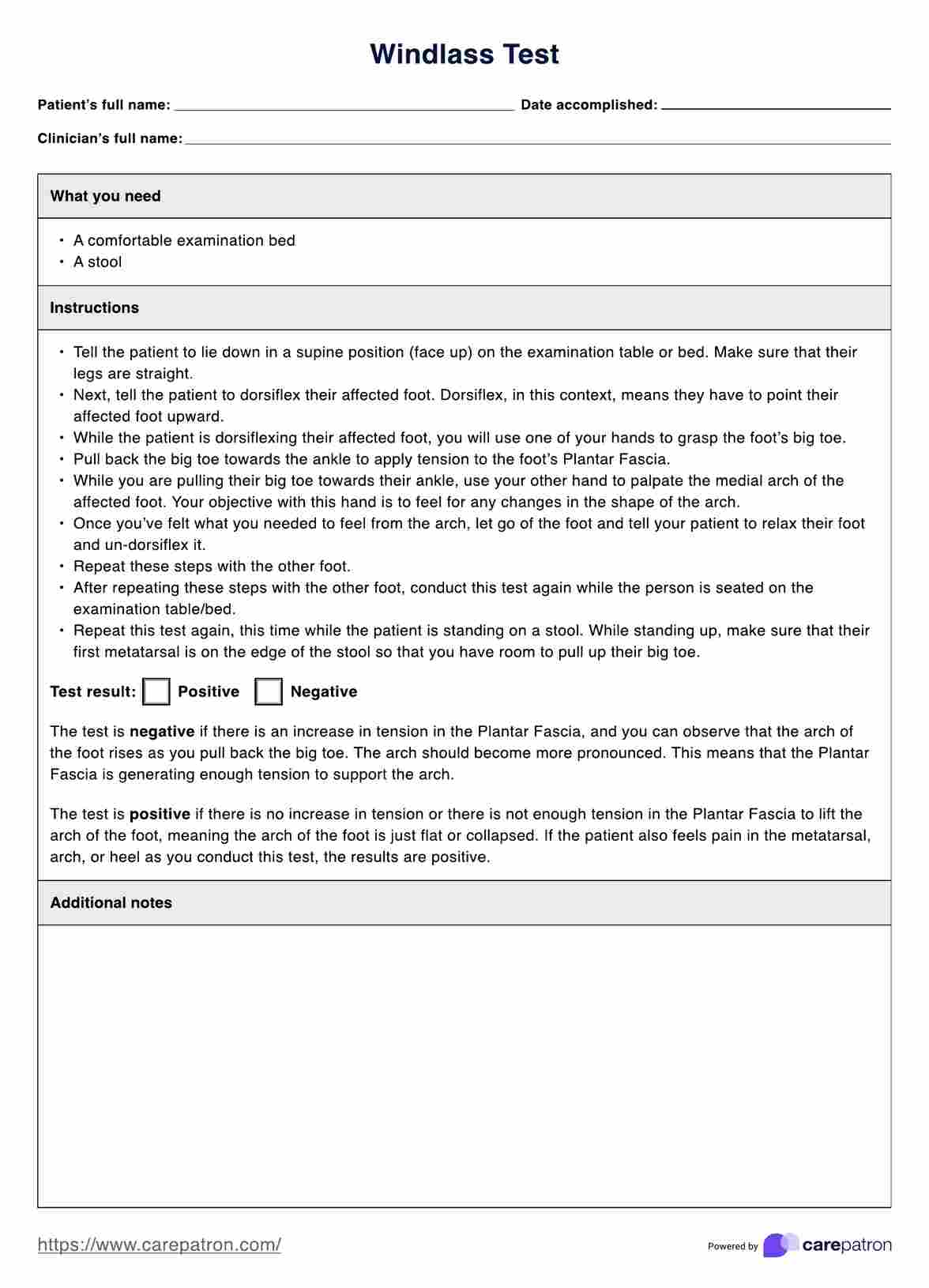 Windlass Test PDF Example