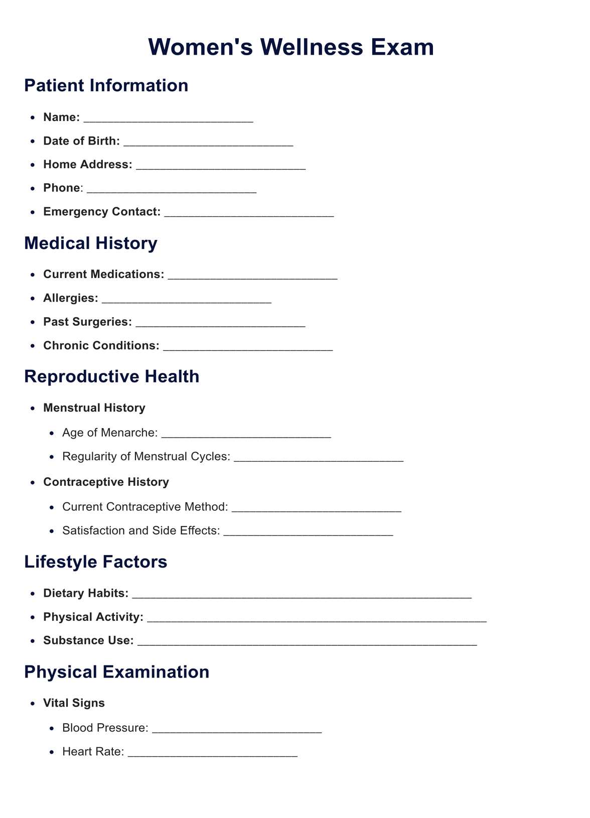 Women's Wellness Exam PDF Example