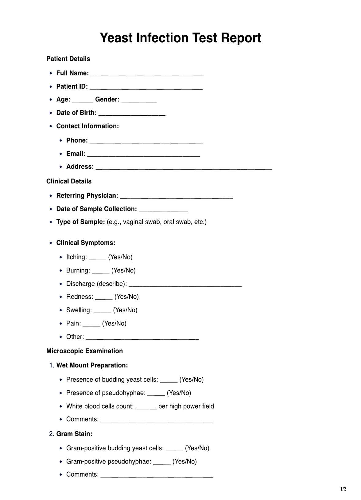Yeast Infection PDF Example